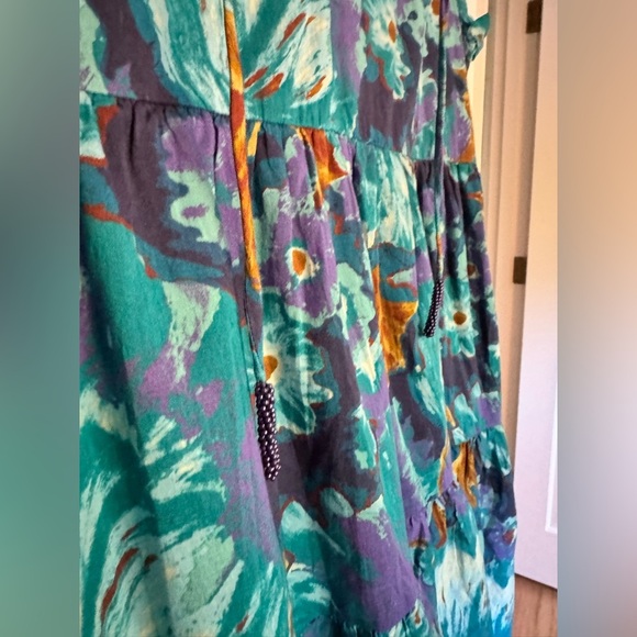 NEW Sundance Blossoms Divine Tiered Midi Dress Ruffle Blue Floral Large NWOT - Picture 5 of 9